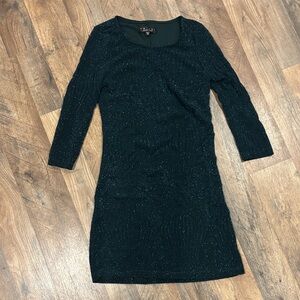 Trixxi Shimmering Dark Green 3/4 Sleeve Dress